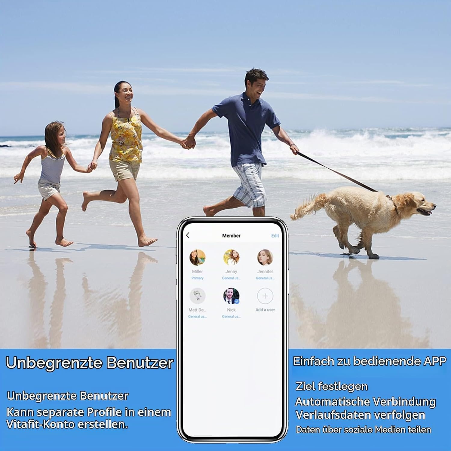 image:imageVitafit 250kg Digitale Personenwaagen Waage mit Gewicht und BMI Smarte Krperwaage mit Smartphone App Sync via Bluetooth 8 mm Hartglas mit extrabreiter PlattformSilberBlack