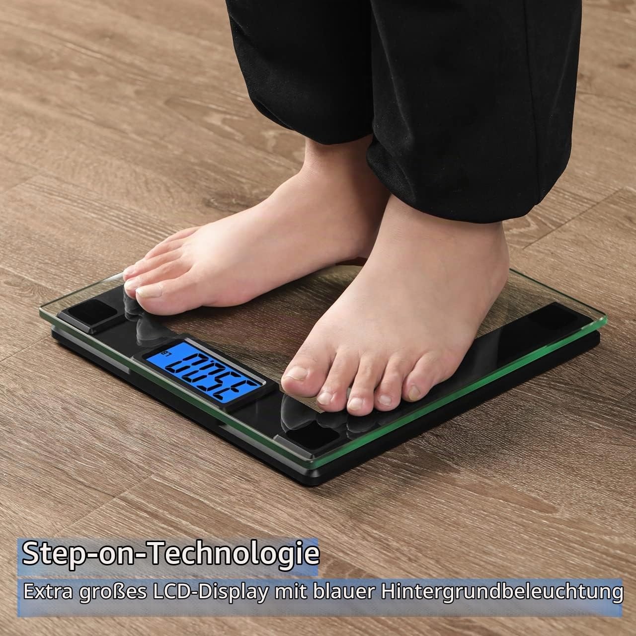 image:imageVitafit 250kg Digitale Personenwaagen Waage mit Gewicht und BMI Smarte Krperwaage mit Smartphone App Sync via Bluetooth 8 mm Hartglas mit extrabreiter PlattformSilberBlack