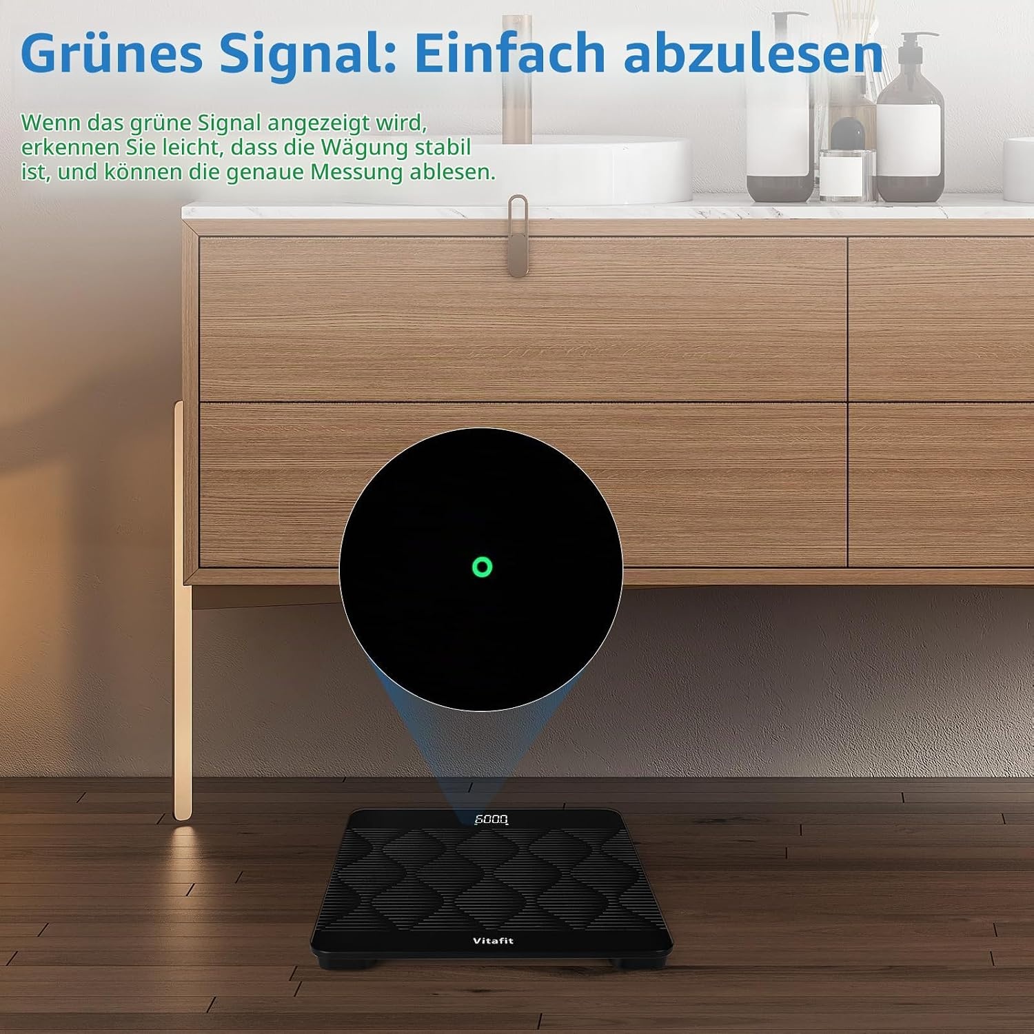 image:imageVitafit 300kg Smarte Personenwaage Genauigkeit 005kg Waage Personen LEDBlack