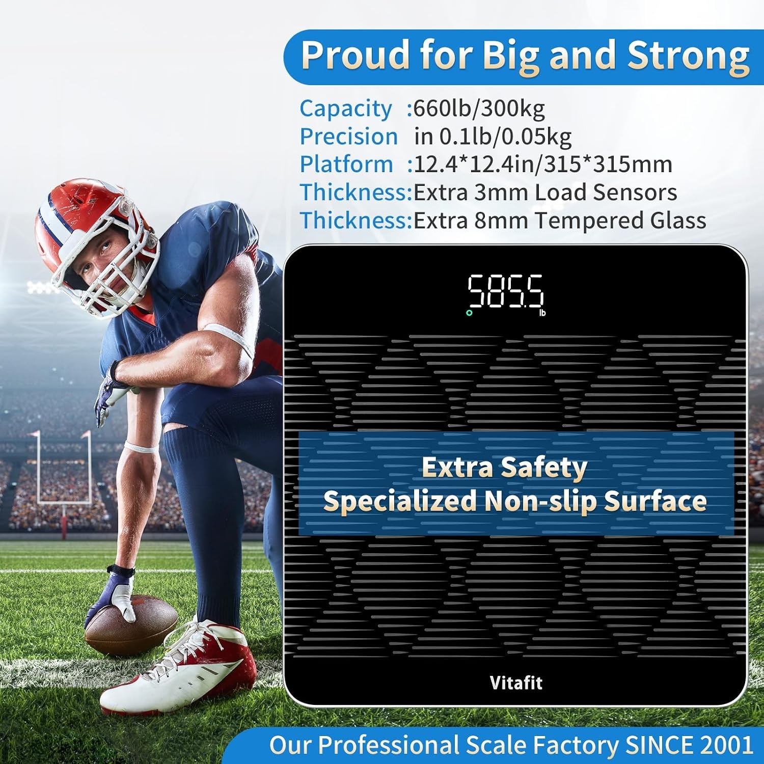 image:imageVitafit 300kg Smarte Personenwaage Genauigkeit 005kg Waage Personen LEDBlack
