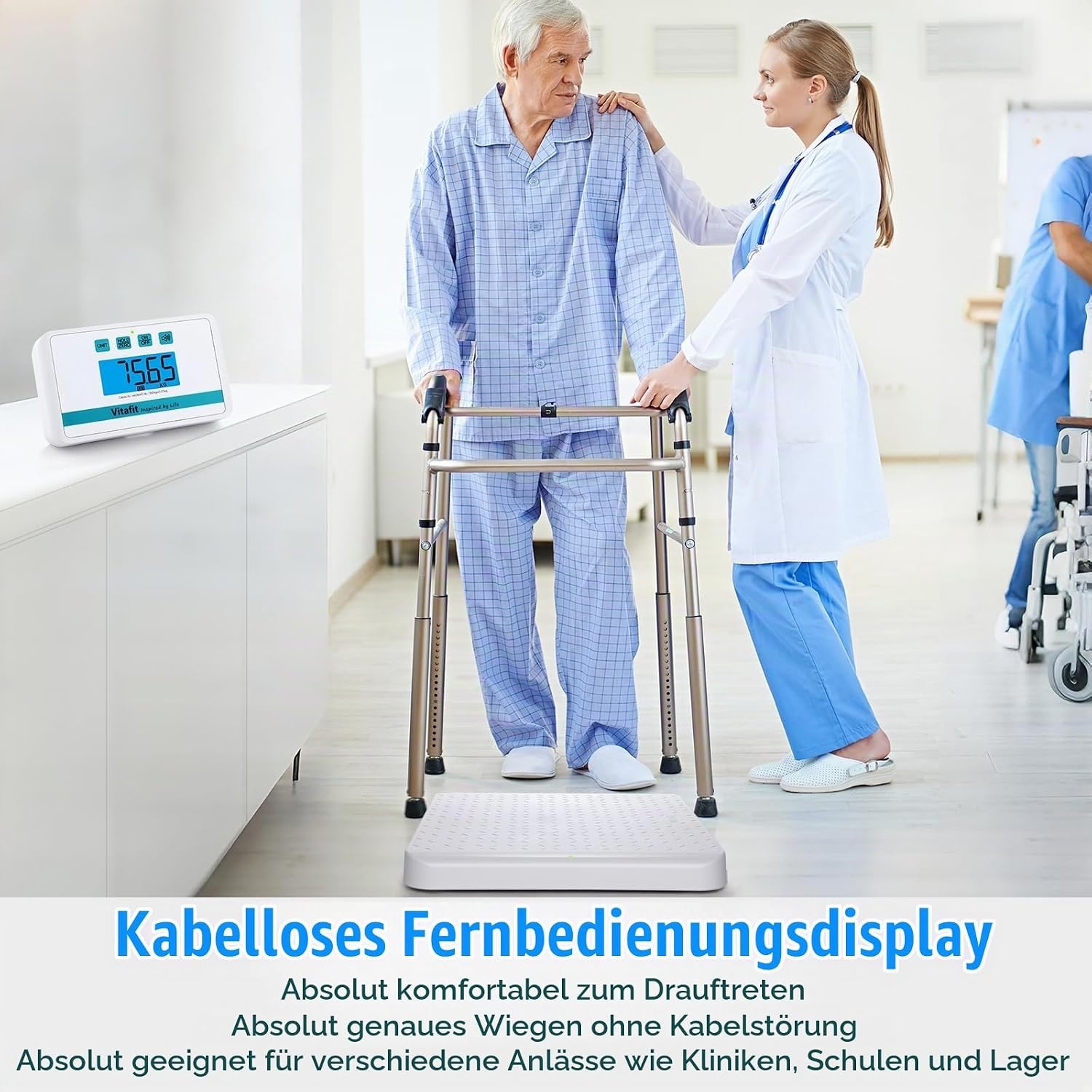 image:imageVitafit Medizinische Bodenwaage 300kg durch Unser Professionelle Fabrik Seit 2001 Genauigkeit 005kg Smart krperwaage mit 380x330mm Rutschfeste Plattform Waage fr Klinik Arzt amp Werkstatt Wei38 x 33cm