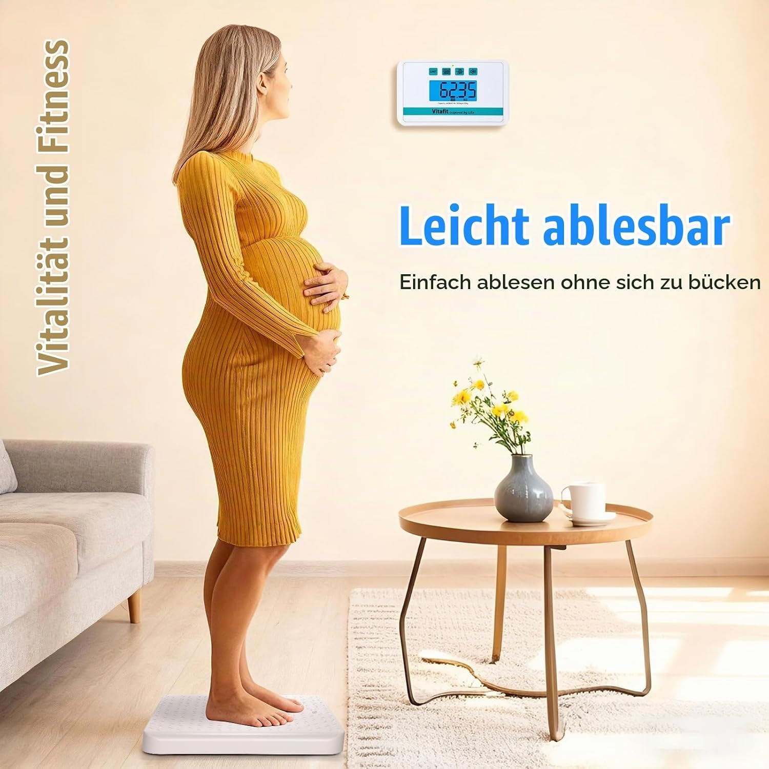 image:imageVitafit Medizinische Bodenwaage 300kg durch Unser Professionelle Fabrik Seit 2001 Genauigkeit 005kg Smart krperwaage mit 380x330mm Rutschfeste Plattform Waage fr Klinik Arzt amp Werkstatt Wei38 x 33cm