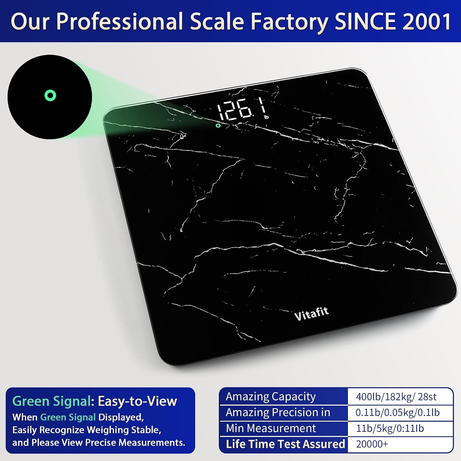 image:imageVitafit Personenwaage Digital Hoch Genauigkeit 005kg Waage Personen 182kg