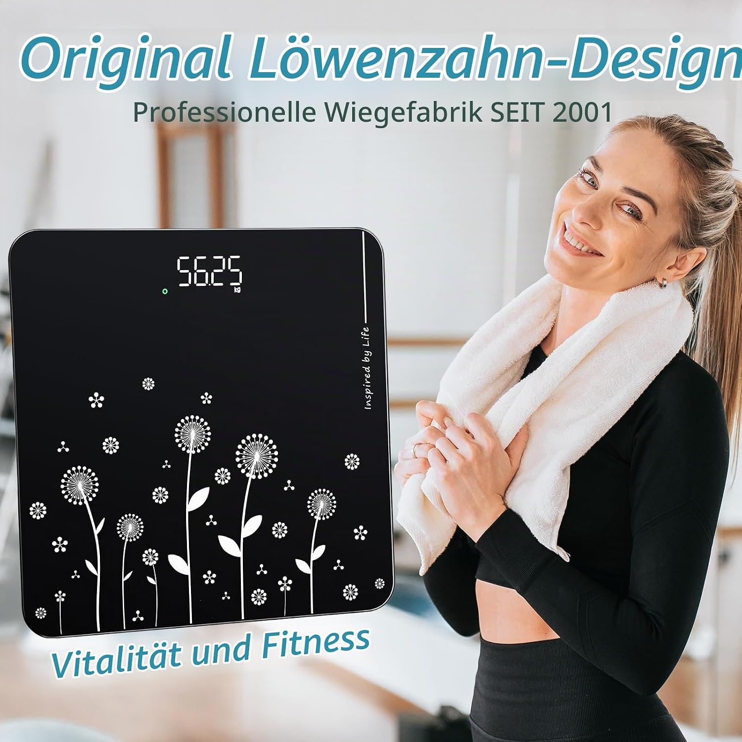 image:imageVitafit Personenwaage Digital Hohe Genauigkeit 005kg Waage Personen 182kgSchwarz Vierblattkleute