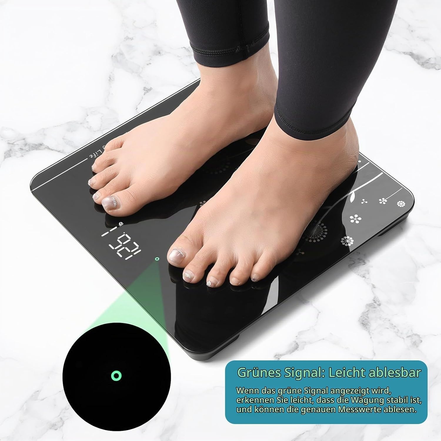 image:imageVitafit Personenwaage Digital Hohe Genauigkeit 005kg Waage Personen 182kgSchwarz Vierblattkleute