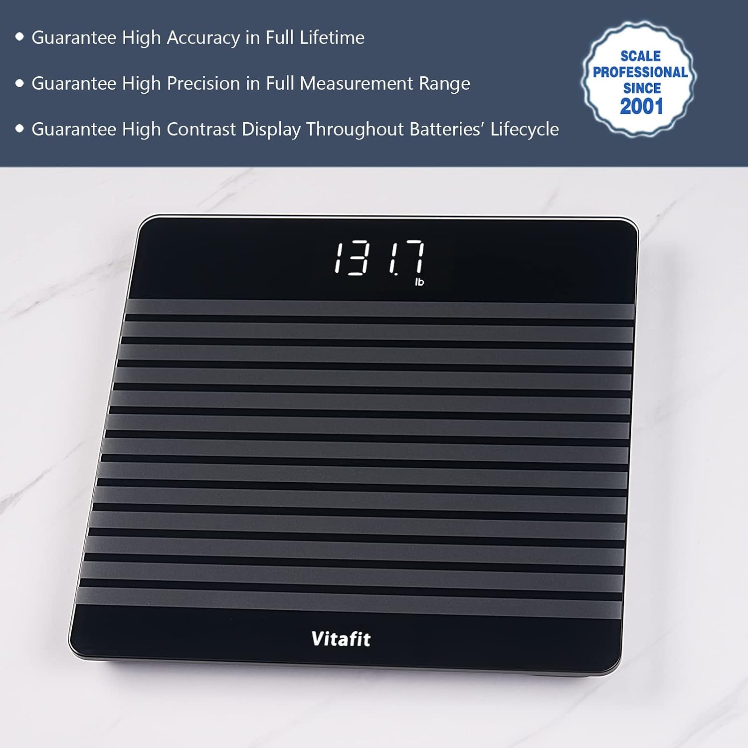 image:imageVitafit Personenwaage Digital Hohe Genauigkeit 005kg Waage Personen 182kgSmart Waage Schwarz Rutschfest