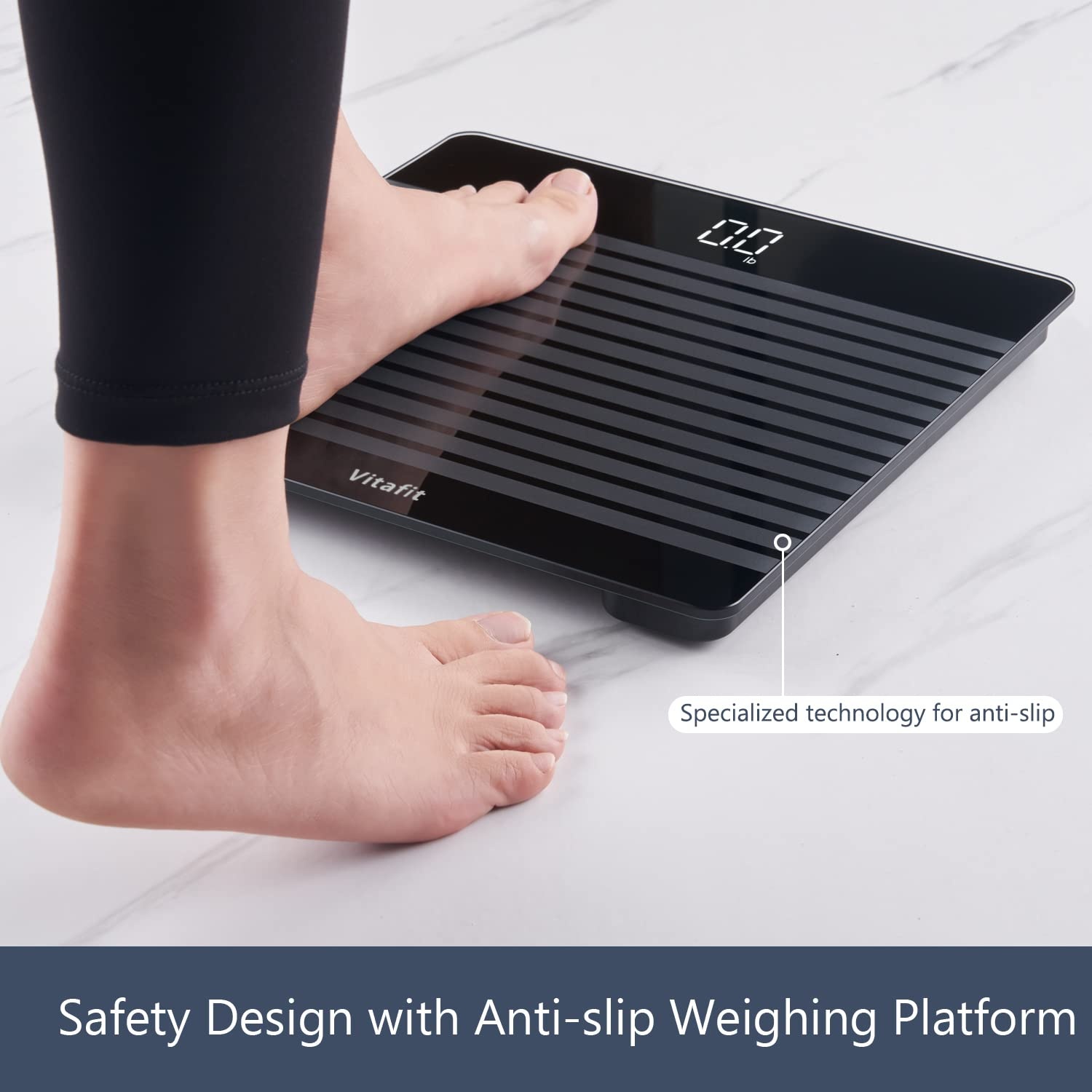 image:imageVitafit Personenwaage Digital Hohe Genauigkeit 005kg Waage Personen 182kgSmart Waage Schwarz Rutschfest