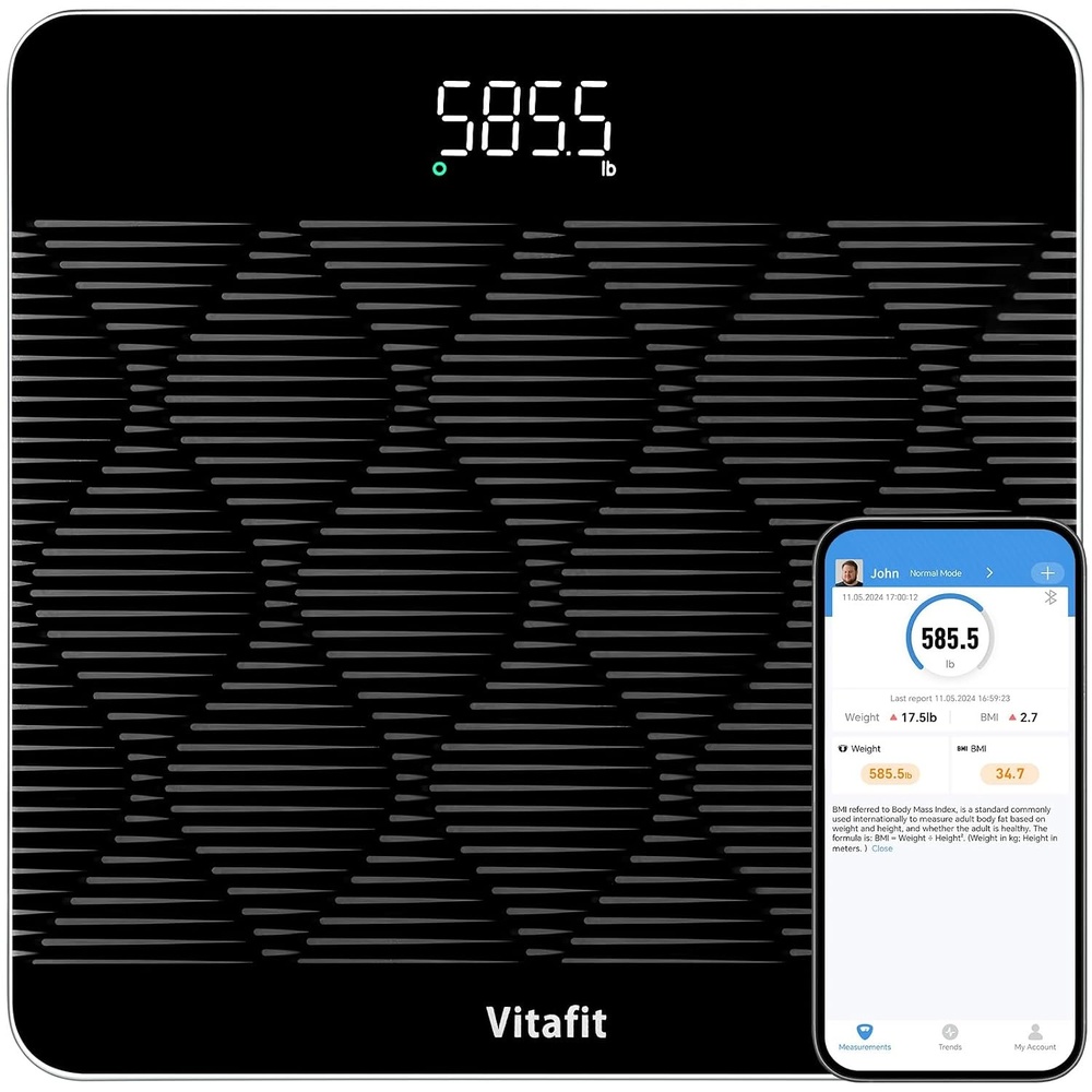 image:imageVitafit 300kg Smarte Personenwaage Genauigkeit 005kg Waage Personen LEDBlack