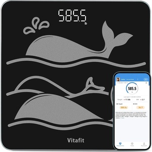 Vitafit 300kg Personenwaage in 0,05kg, Hohe Genauigkeit Zugesichert Waage Personen Professionell Fabrik SEIT 2001, Körperwaage aus Extra 8mm Dickem Rutschfestem Hartglas, LED, 3*AAA, Schwarz(Schwarz)