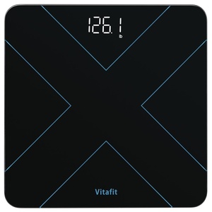 Vitafit Personenwaage Digital, Hohe Genauigkeit Zugesichert bis Waage Personen Professionell SEIT 2001, Digitale körperwaage mit LED-Anzeige und Step-On-Technik,182kg, Schwarz